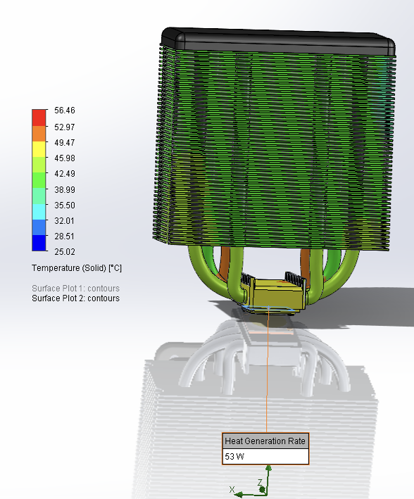CFD Results - Single COB LED and CPU-Cooler Assembly (Solid Temperature).
