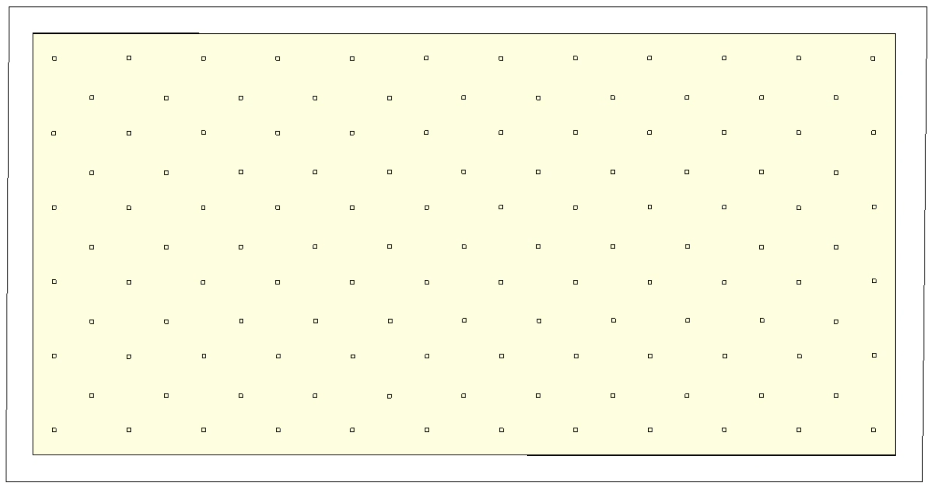 Centered Square Sequence Pattern Arrangement of COB LEDs.